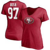 Nick Bosa San Francisco 49ers Women's Player Icon Name & Number V-Neck T-Shirt Scarlet | Fanatics