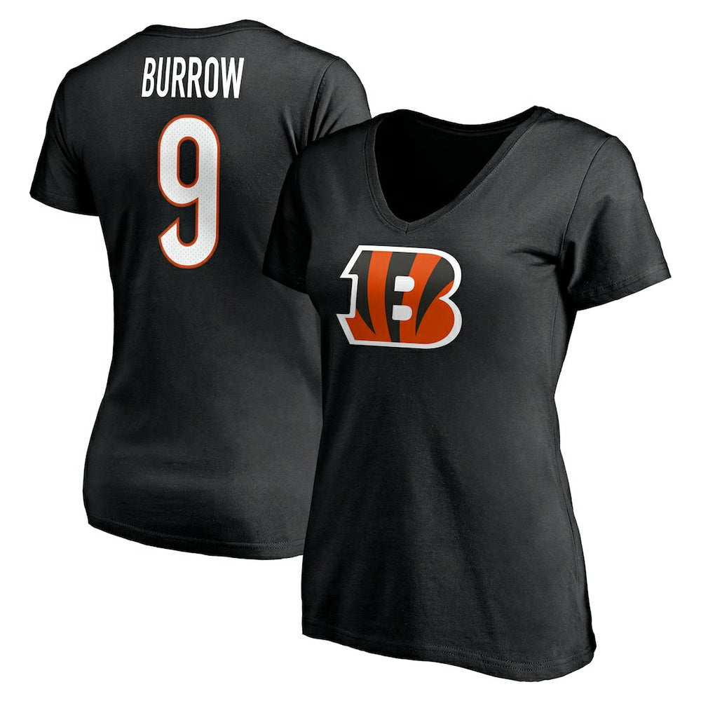 Joe Burrow Cincinnati Bengals Women's Player Icon Name & Number V-Neck T-Shirt Black | Fanatics