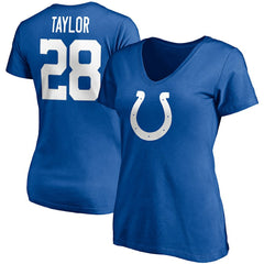 Jonathan Taylor Indianapolis Colts Women's Player Icon Name & Number V-Neck T-Shirt Royal | Fanatics
