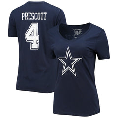 Dak Prescott Dallas Cowboys Women's Player Icon Name & Number V-Neck T-Shirt Navy | Fanatics