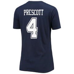 Dak Prescott Dallas Cowboys Women's Player Icon Name & Number V-Neck T-Shirt Navy | Fanatics