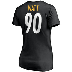 T.J. Watt Pittsburgh Steelers Women's Player Icon Name & Number V-Neck T-Shirt Black | Fanatics