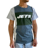 New York Jets Refried Apparel Sustainable Split T-Shirt Heather Charcoal | NFL