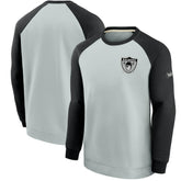Las Vegas Raiders Historic Raglan Crew Performance Sweater Silver/Black | Nike for Sale