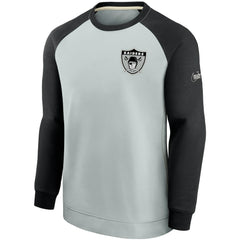 Las Vegas Raiders Historic Raglan Crew Performance Sweater Silver/Black | Nike for Sale