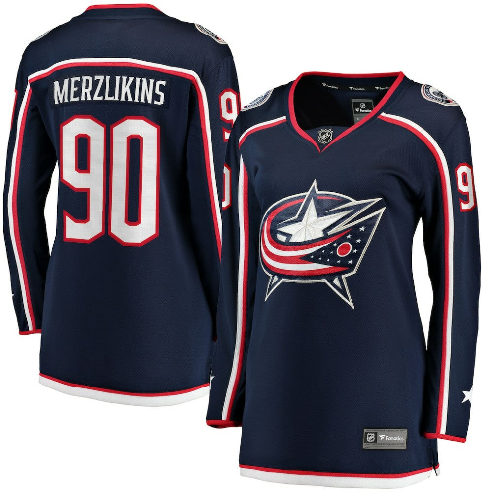 Elvis Merzlikins Columbus Blue Jackets Fanatics Women's Home Breakaway Jersey - Navy - NHL