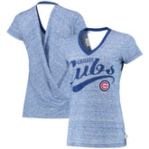 Chicago Cubs Touch Women's Hail Mary V-Neck Back Wrap T-Shirt - MLB