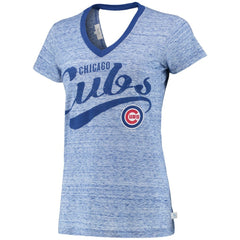 Chicago Cubs Touch Women's Hail Mary V-Neck Back Wrap T-Shirt - MLB