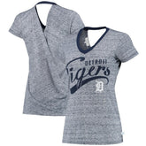Detroit Tigers Touch Women's Hail Mary V-Neck Back Wrap T-Shirt - MLB