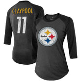 Chase Claypool Pittsburgh Steelers Women's Team Player Name & Number Tri-Blend Raglan 3/4-Sleeve T-Shirt Black | Fanatics