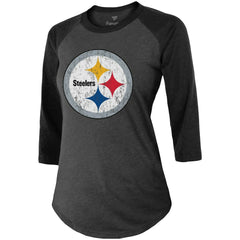 Chase Claypool Pittsburgh Steelers Women's Team Player Name & Number Tri-Blend Raglan 3/4-Sleeve T-Shirt Black | Fanatics