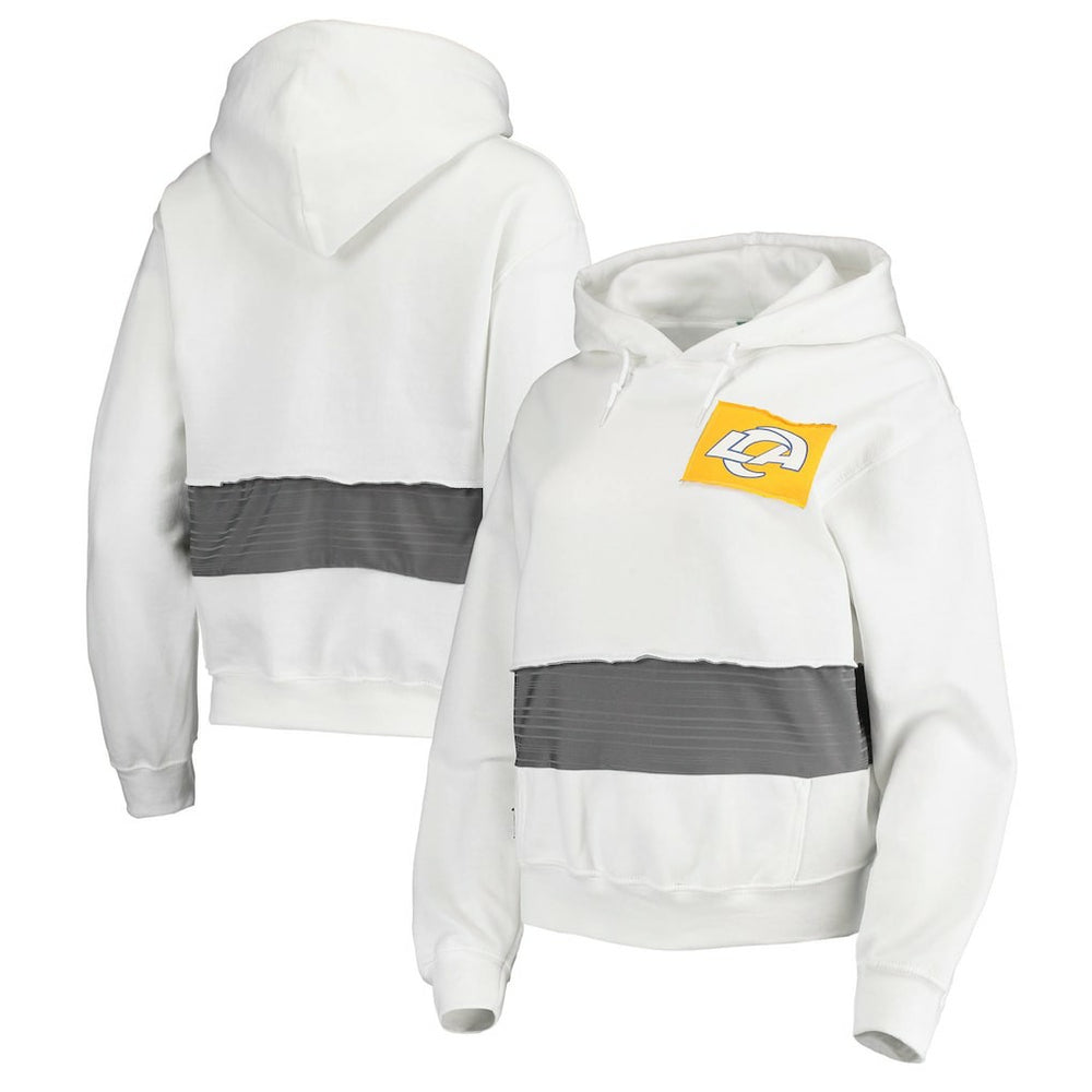 Los Angeles Rams Refried Apparel Women's Sustainable Crop Dolman Pullover Hoodie White | NFL
