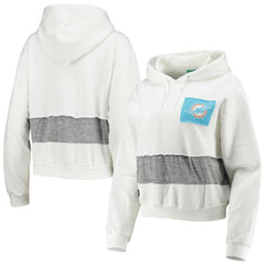 Miami Dolphins Refried Apparel Women's Sustainable Crop Dolman Pullover Hoodie White | NFL