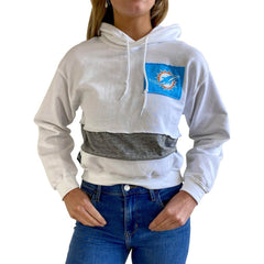 Miami Dolphins Refried Apparel Women's Sustainable Crop Dolman Pullover Hoodie White | NFL