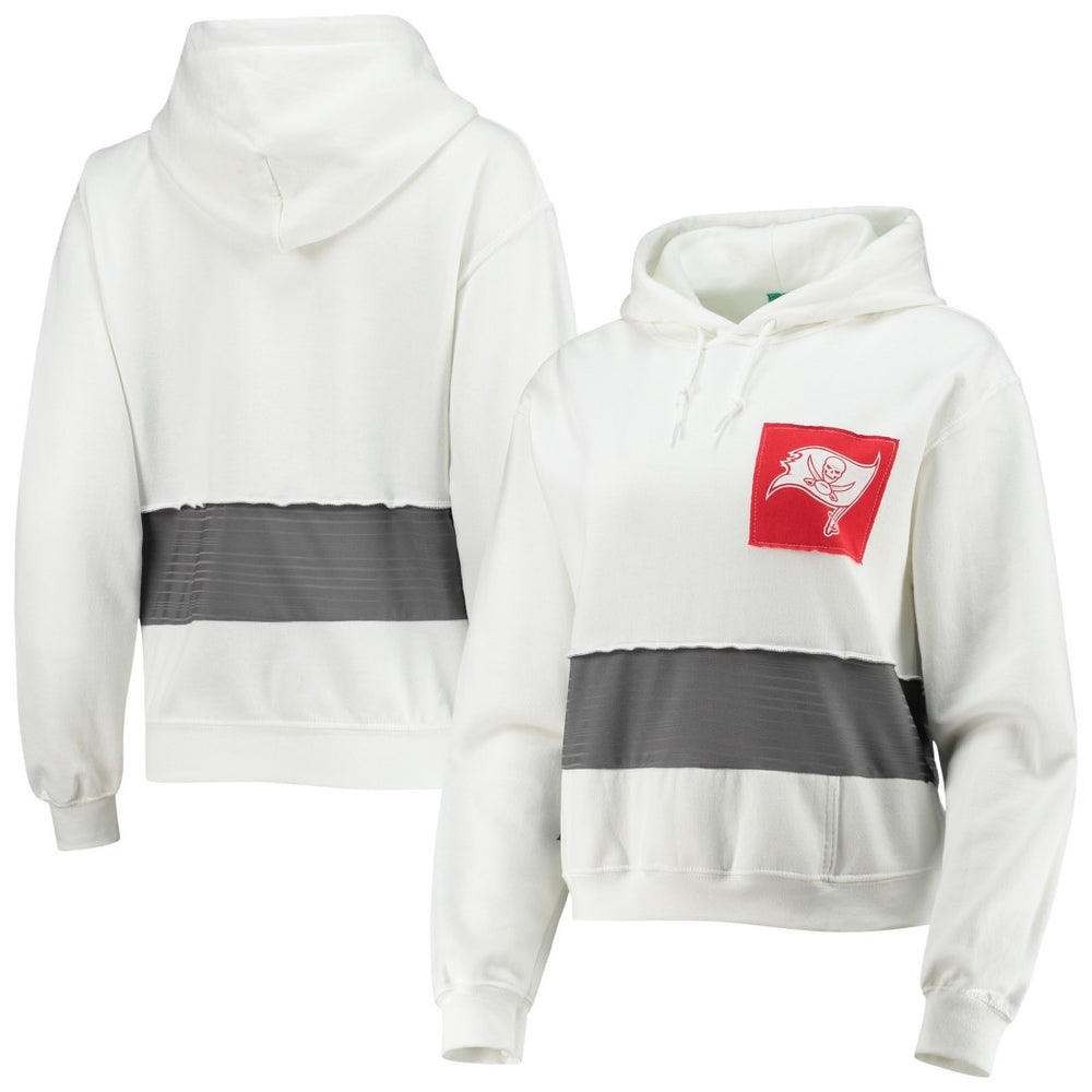 Tampa Bay Buccaneers Refried Apparel Women's Sustainable Crop Dolman Pullover Hoodie White | NFL
