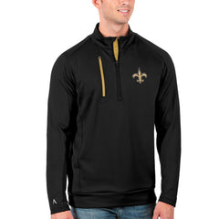 New Orleans Saints Antigua Generation Quarter-Zip Pullover Jacket Black/Gold | NFL