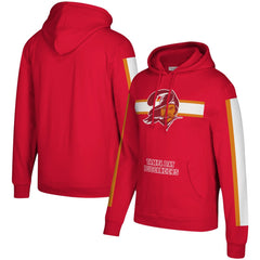 Tampa Bay Buccaneers Three Stripe Pullover Hoodie Red | Mitchell & Ness