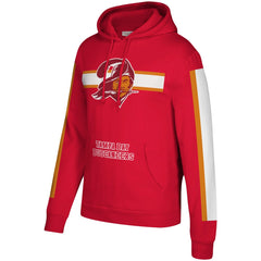 Tampa Bay Buccaneers Three Stripe Pullover Hoodie Red | Mitchell & Ness