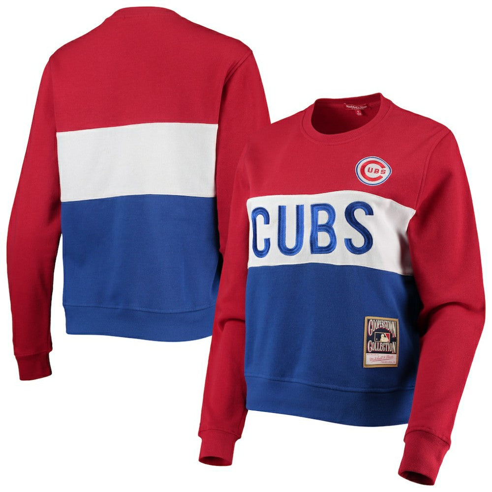 Chicago Cubs Mitchell & Ness Women's Color Block 2.0 Pullover Sweatshirt - MLB