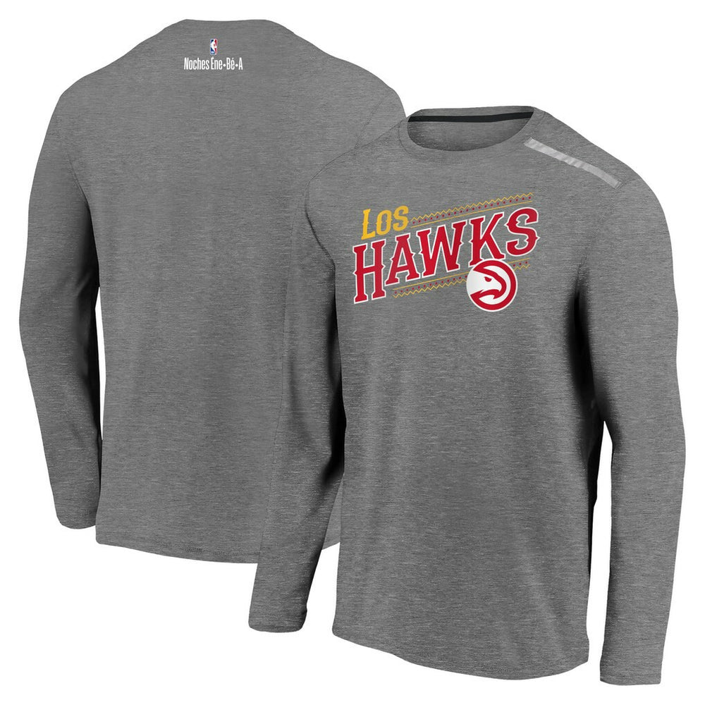 Atlanta Hawks 2021 Noches Éne-Bé-A Authentic Shooting Long Sleeve T-Shirt Heather Charcoal - NBA