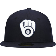 Milwaukee Brewers New Era White Logo 59FIFTY Fitted Hat - MLB