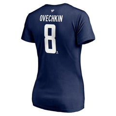 Alexander Ovechkin Washington Capitals Fanatics Women's Authentic Stack Name & Number V-Neck T-Shirt - Navy - NHL