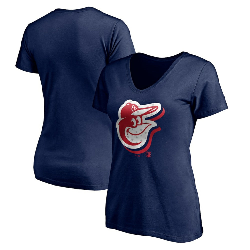 Baltimore Orioles Women's Red White and Team V-Neck T-Shirt - MLB