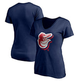 Baltimore Orioles Women's Red White and Team V-Neck T-Shirt - MLB