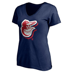 Baltimore Orioles Women's Red White and Team V-Neck T-Shirt - MLB