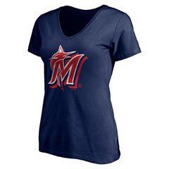 Miami Marlins Women's Red White and Team V-Neck T-Shirt - MLB