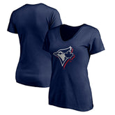 Toronto Blue Jays Women's Red White and Team V-Neck T-Shirt - MLB