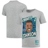 Larry Johnson Charlotte Hornets Youth Hardwood Classics King of the Court Player T-Shirt Gray - NBA