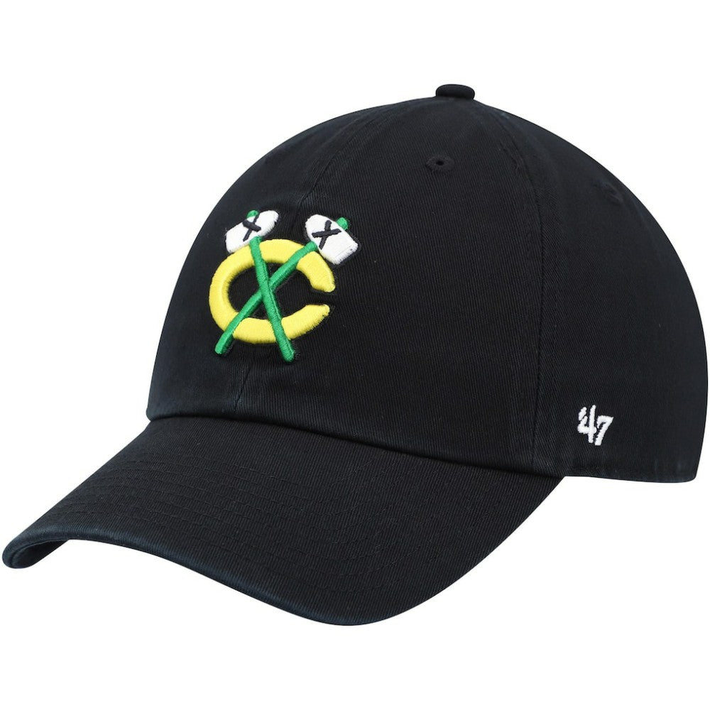 Chicago Blackhawks '47 Alternate Logo Clean Up Adjustable Hat - Black - NHL