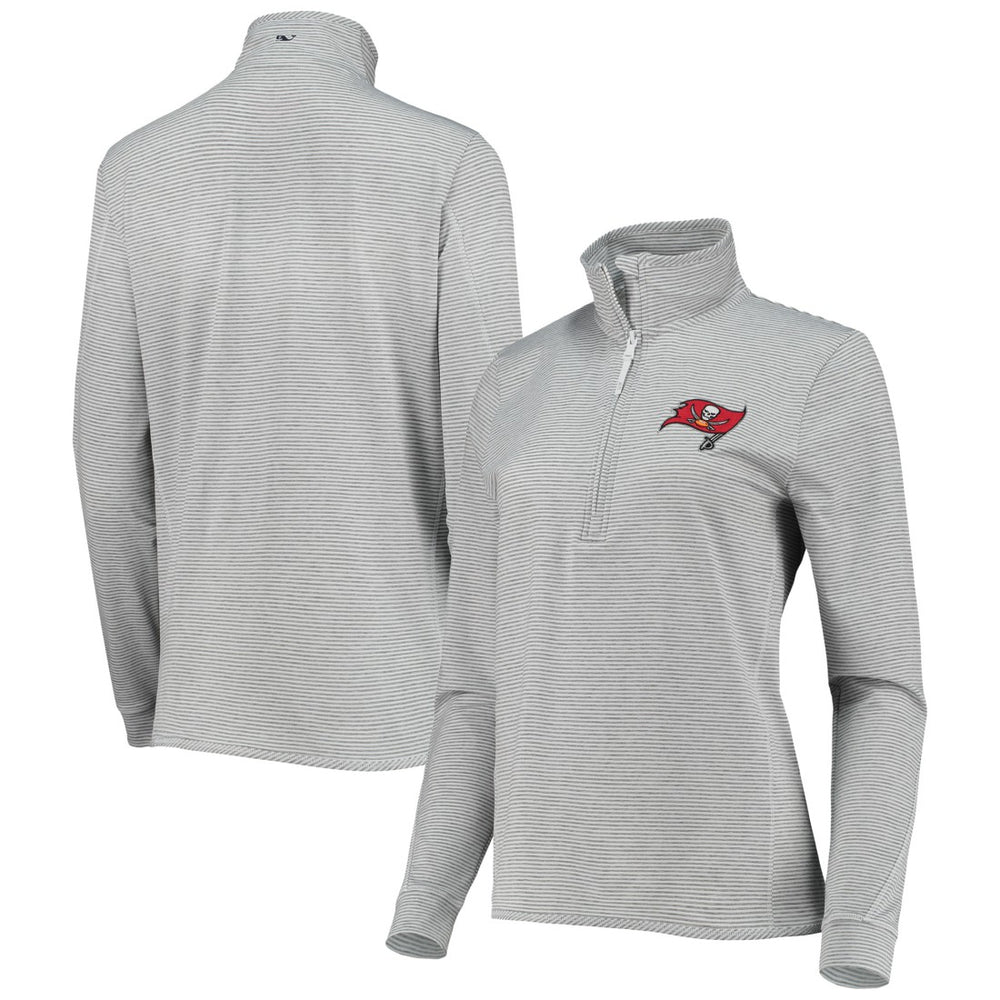 Tampa Bay Buccaneers Vineyard Vines Women's Sankaty Shep Half-Zip Pullover Top Heather Gray | NFL
