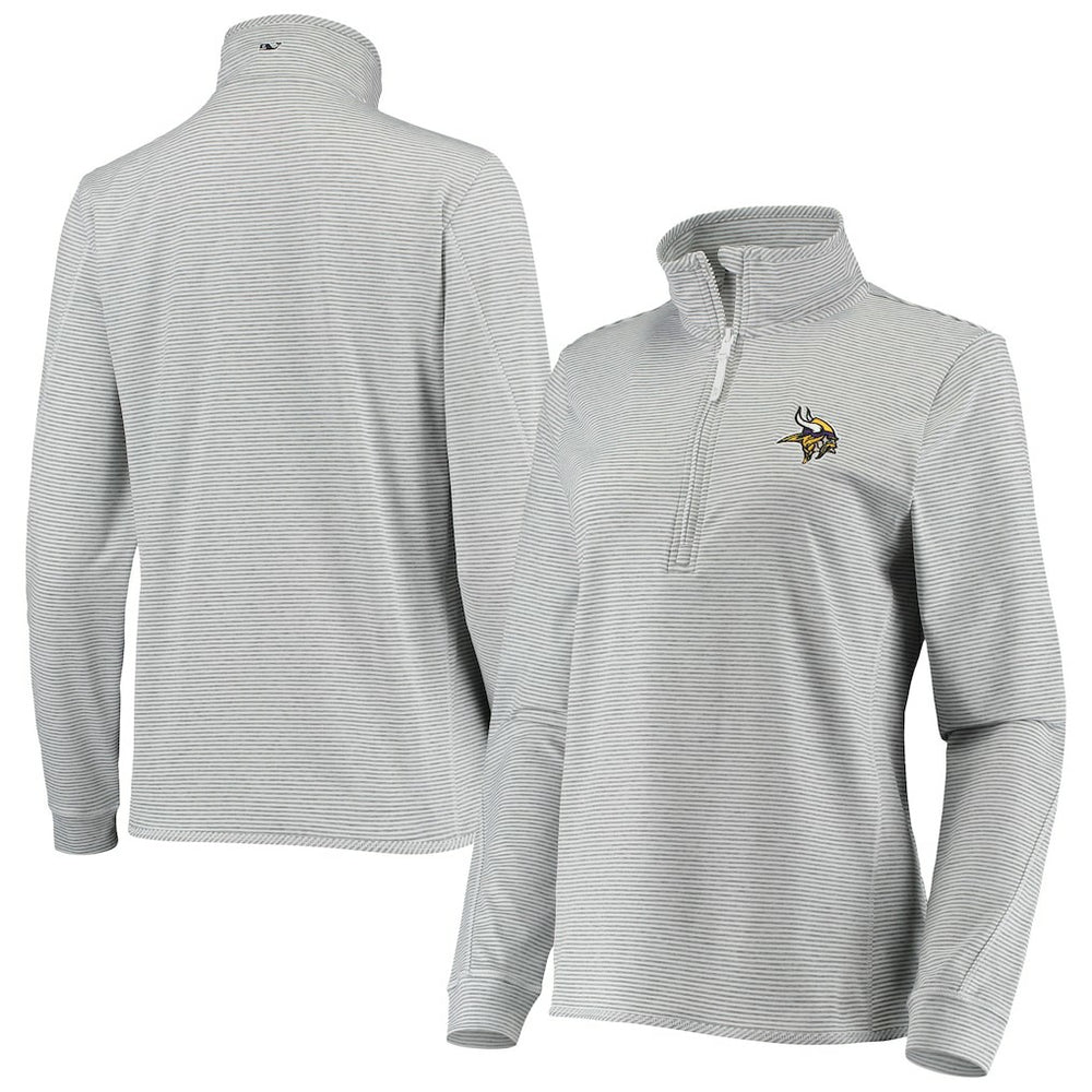 Minnesota Vikings Vineyard Vines Women's Sankaty Shep Half-Zip Pullover Top Heather Gray | NFL