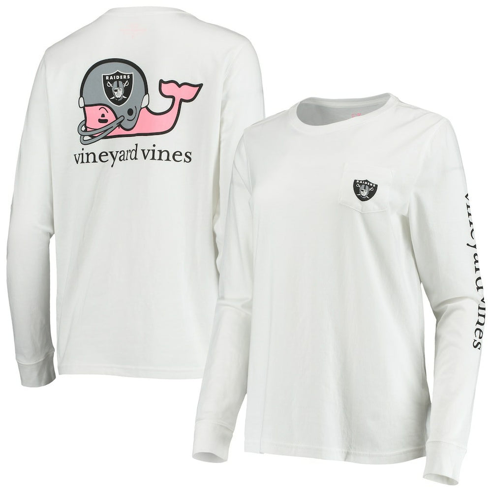 Las Vegas Raiders Vineyard Vines Women's Helmet Long Sleeve T-Shirt White | NFL