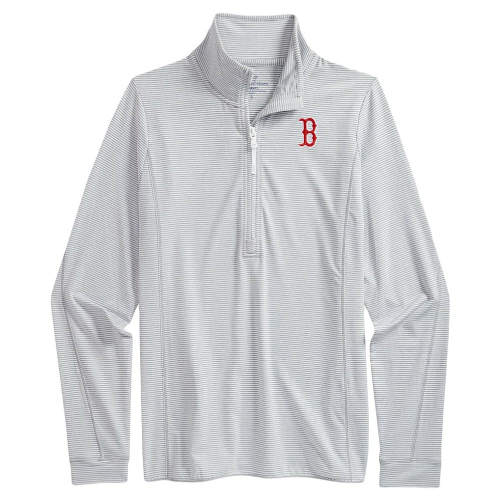 Boston Red Sox Vineyard Vines Women's Stripe Sankaty Half-Zip Pullover Top - MLB
