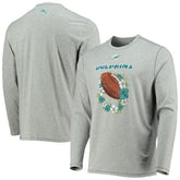 Miami Dolphins Sport Lei Pass Long Sleeve T-Shirt Heathered Gray | Tommy Bahama