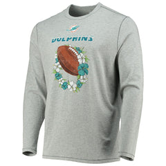 Miami Dolphins Sport Lei Pass Long Sleeve T-Shirt Heathered Gray | Tommy Bahama