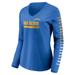 Los Angeles Chargers Women's Slogan V-Neck Long Sleeve T-Shirt Powder Blue | Fanatics