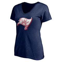 Tampa Bay Buccaneers Women's Red White and Team V-Neck T-Shirt Navy | NFL