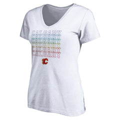 Calgary Flames Women's City Pride V-Neck T-Shirt - White - NHL