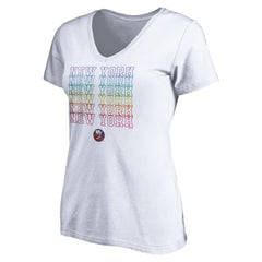 New York Islanders Women's City Pride V-Neck T-Shirt - White - NHL
