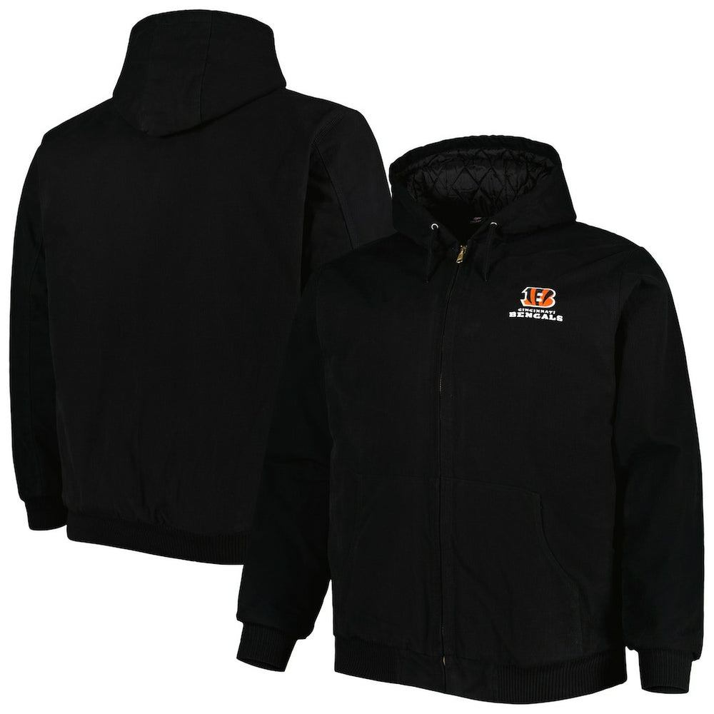 Cincinnati Bengals Dunbrooke Big & Tall Dakota Canvas Hoodie Full-Zip Jacket Black | NFL