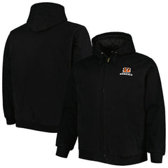 Cincinnati Bengals Dunbrooke Big & Tall Dakota Canvas Hoodie Full-Zip Jacket Black | NFL