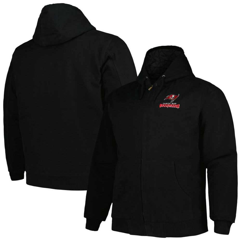 Tampa Bay Buccaneers Dunbrooke Big & Tall Dakota Canvas Hoodie Full-Zip Jacket Black | NFL