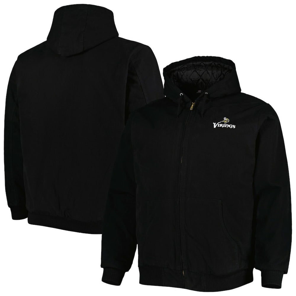 Minnesota Vikings Dunbrooke Big & Tall Dakota Canvas Hoodie Full-Zip Jacket Black | NFL