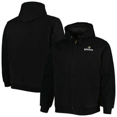 Minnesota Vikings Dunbrooke Big & Tall Dakota Canvas Hoodie Full-Zip Jacket Black | NFL