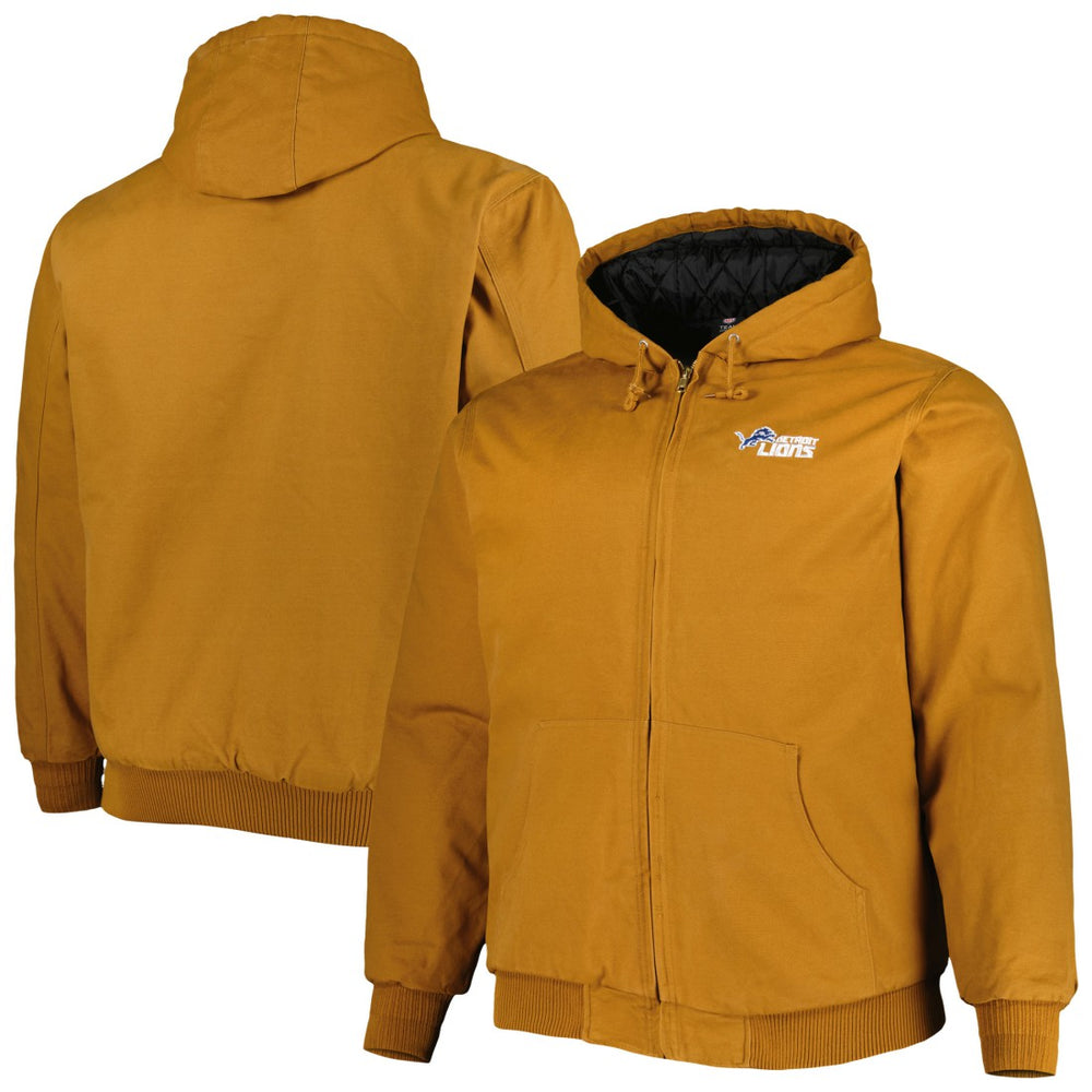 Detroit Lions Dunbrooke Big & Tall Dakota Canvas Hoodie Full-Zip Jacket Tan | NFL