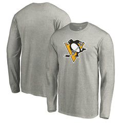 Pittsburgh Penguins Primary Logo Long Sleeve T-Shirt - Heather Gray - NHL